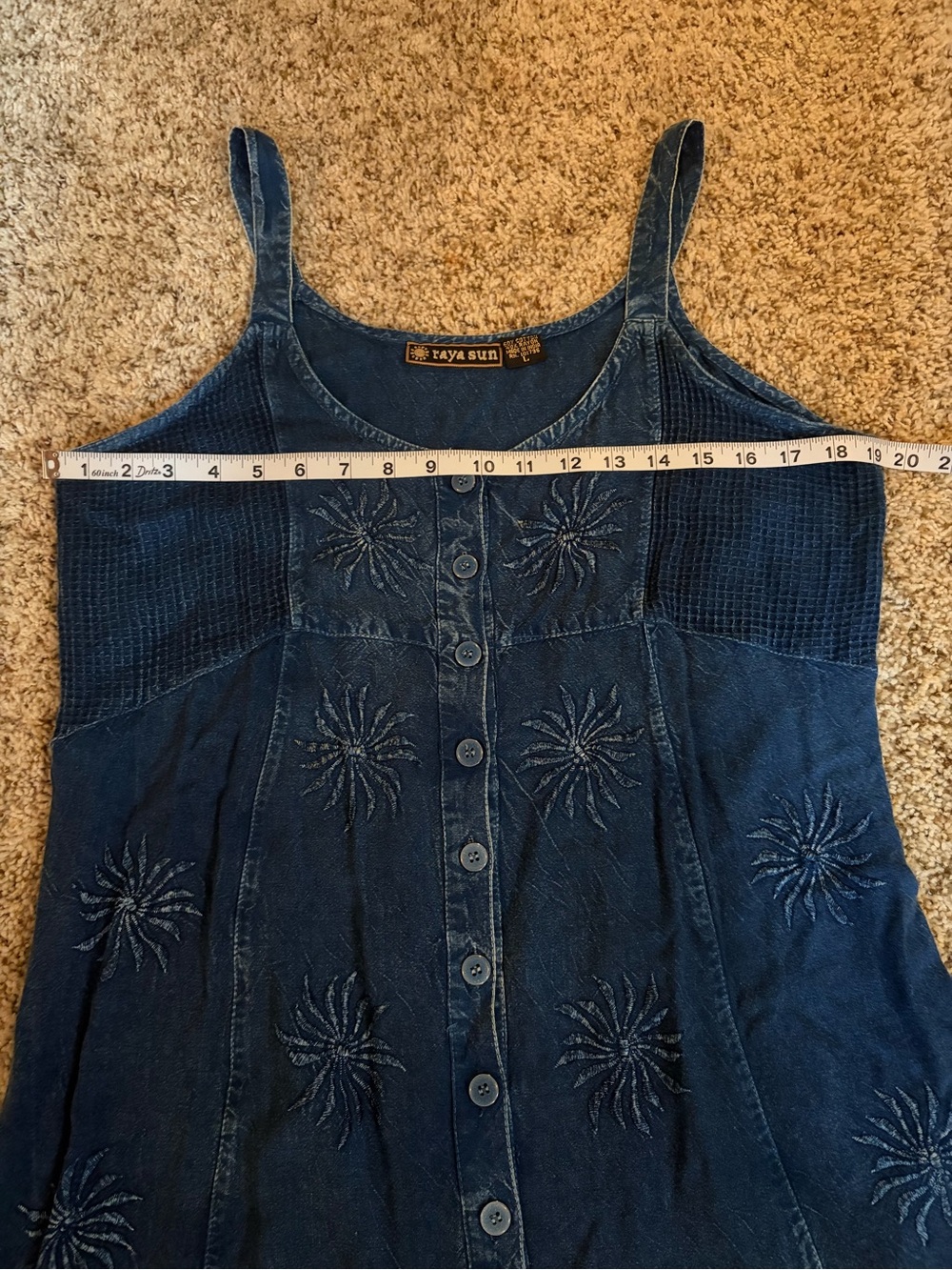 Vintage Raya Sun Blue Denim Button-Front Sunburst Dress - Picture 11 of 14